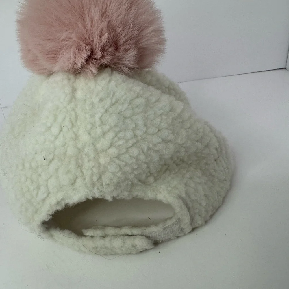 Cream and Pink Pom-Pom Hat - Picture 3 of 6